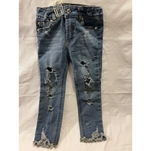 7 For All Mankind Kids Denim Jeans Distressed Straight Leg Toddler Size 3T